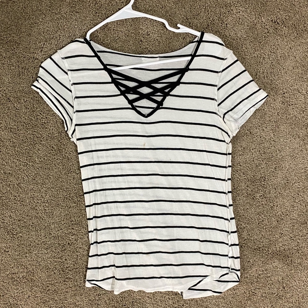 White and black stripped shirt